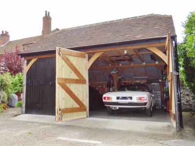 Pic 87. 5.4m x 5.4m 2 Bay Open Barn with plain tile roof and barn doors